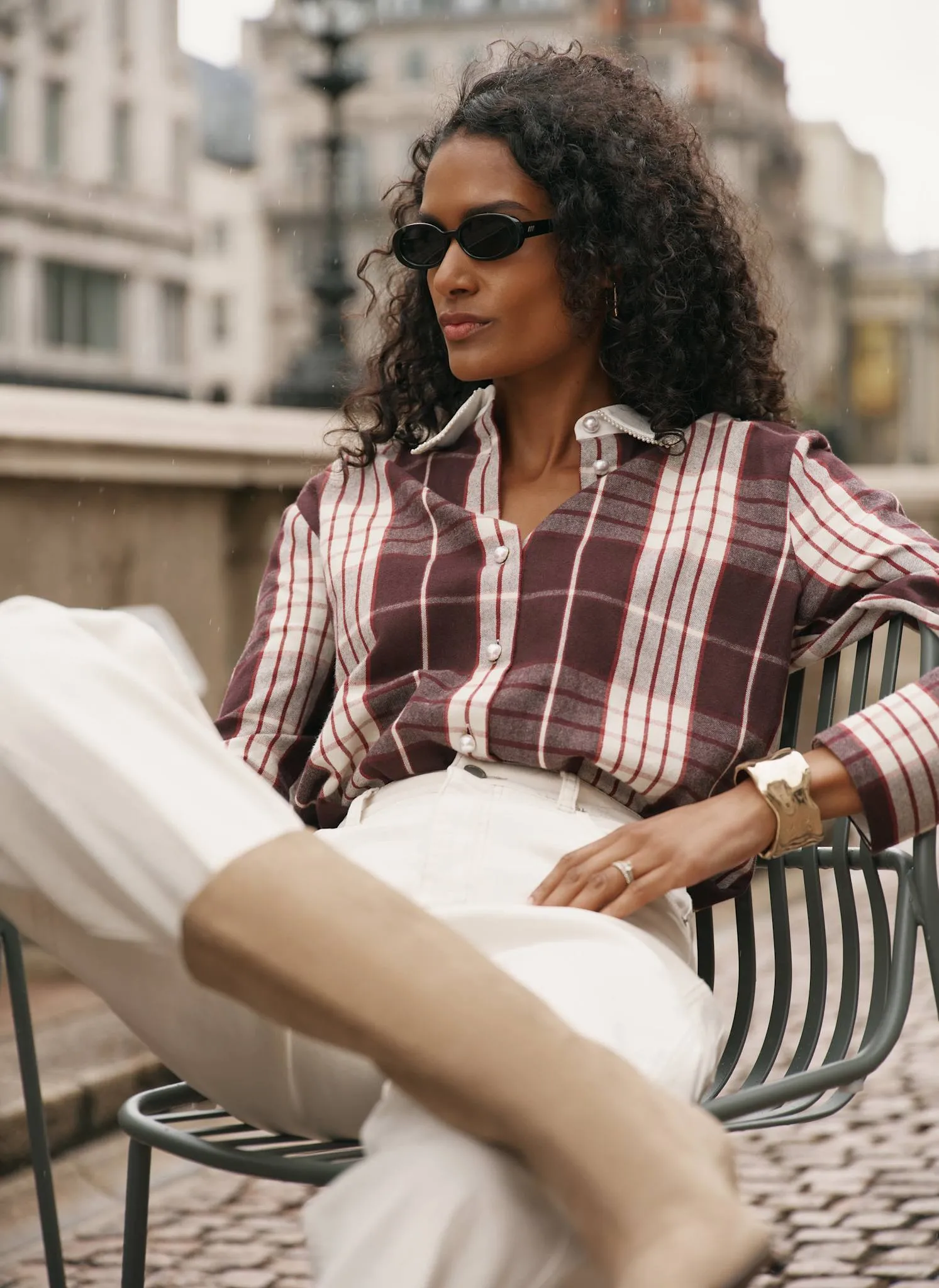 Burgundy Checked Cotton Shirt sold by Mint Velvet product image thumbnail 2
