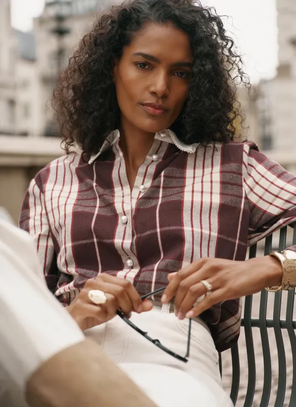 Burgundy Checked Cotton Shirt made by Mint Velvet