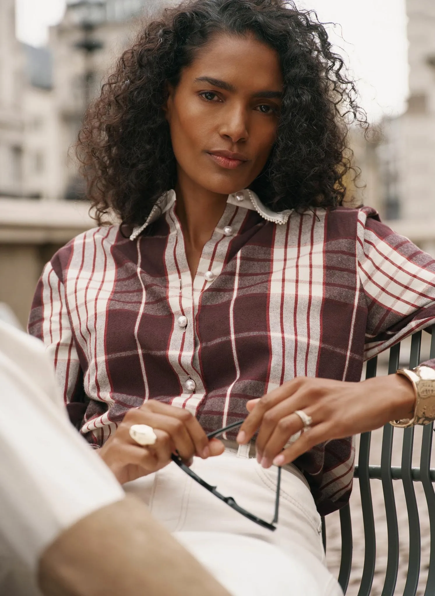 Burgundy Checked Cotton Shirt sold by Mint Velvet