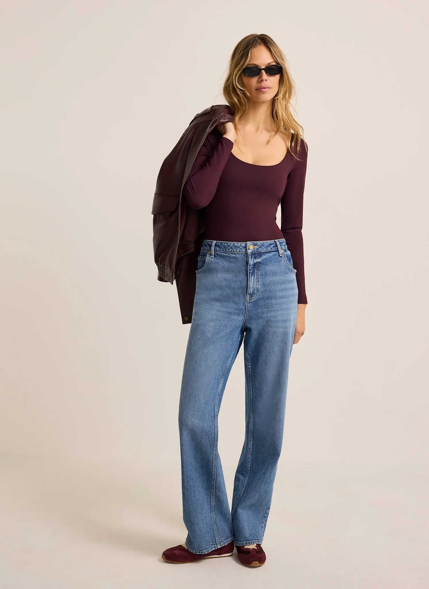 Burgundy Scoop Neck Long Sleeve Top sold by Mint Velvet product image thumbnail 4