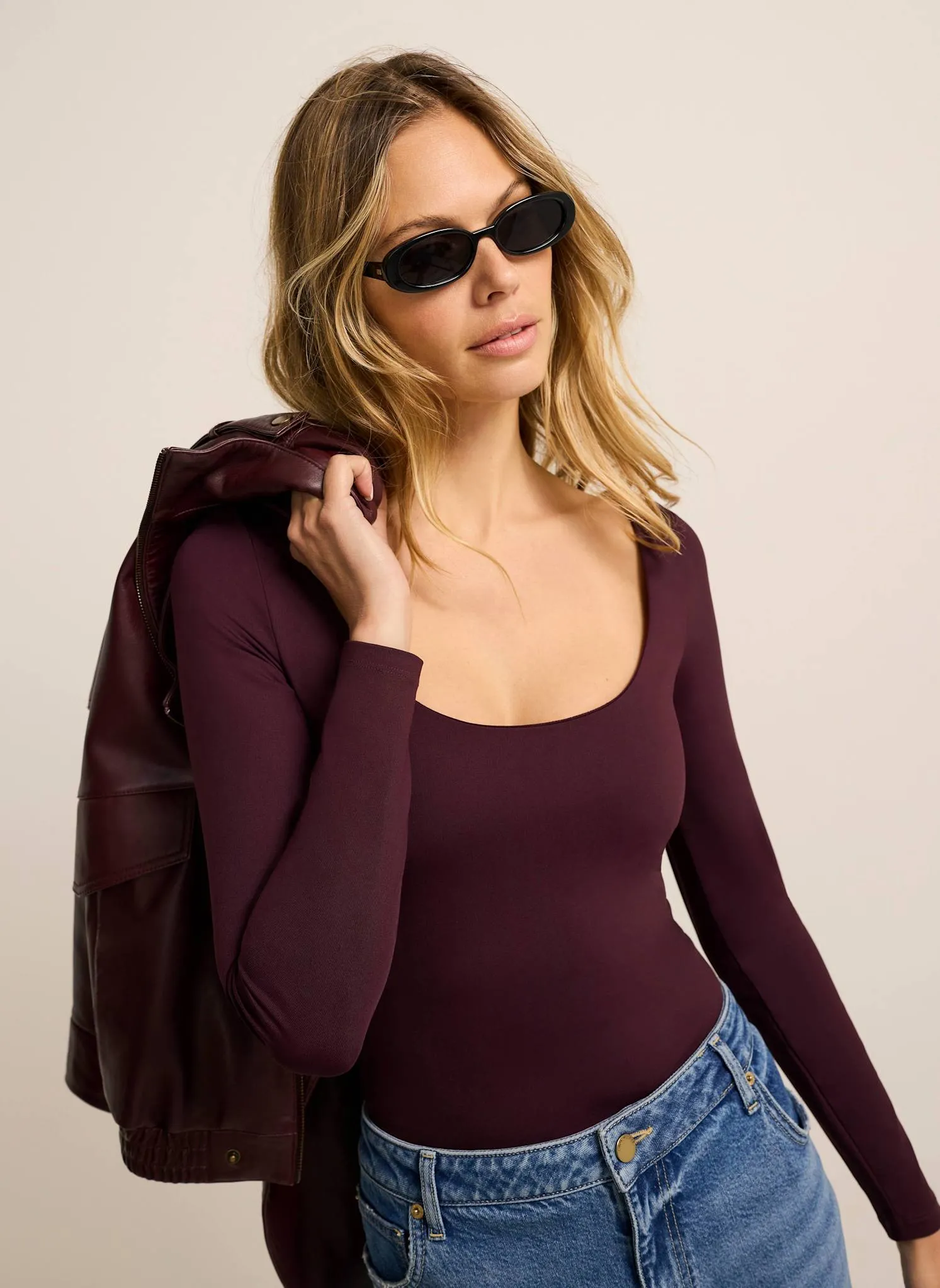 Burgundy Scoop Neck Long Sleeve Top sold by Mint Velvet product image thumbnail 5