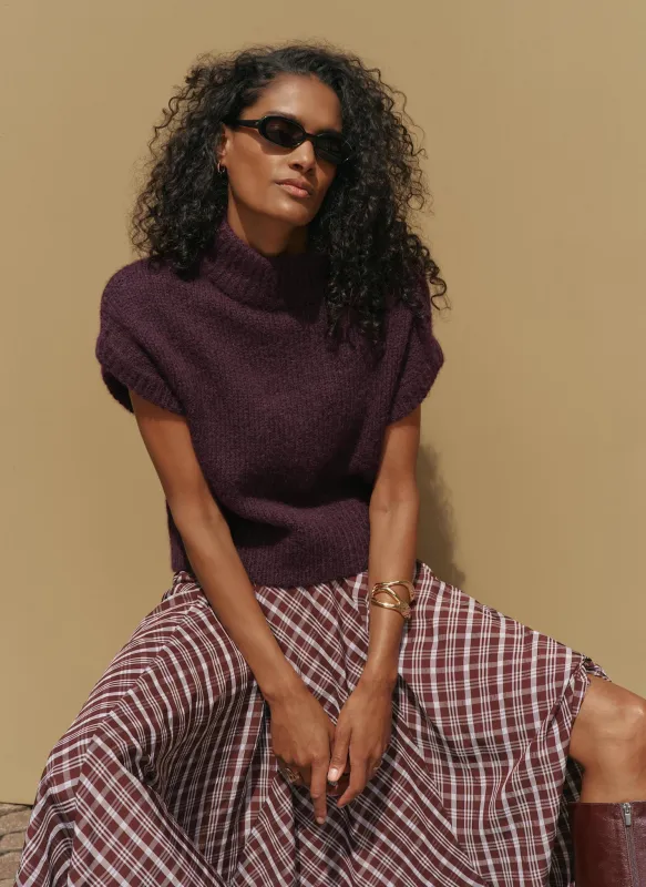 Burgundy Wool Blend High Neck Knit Top made by Mint Velvet