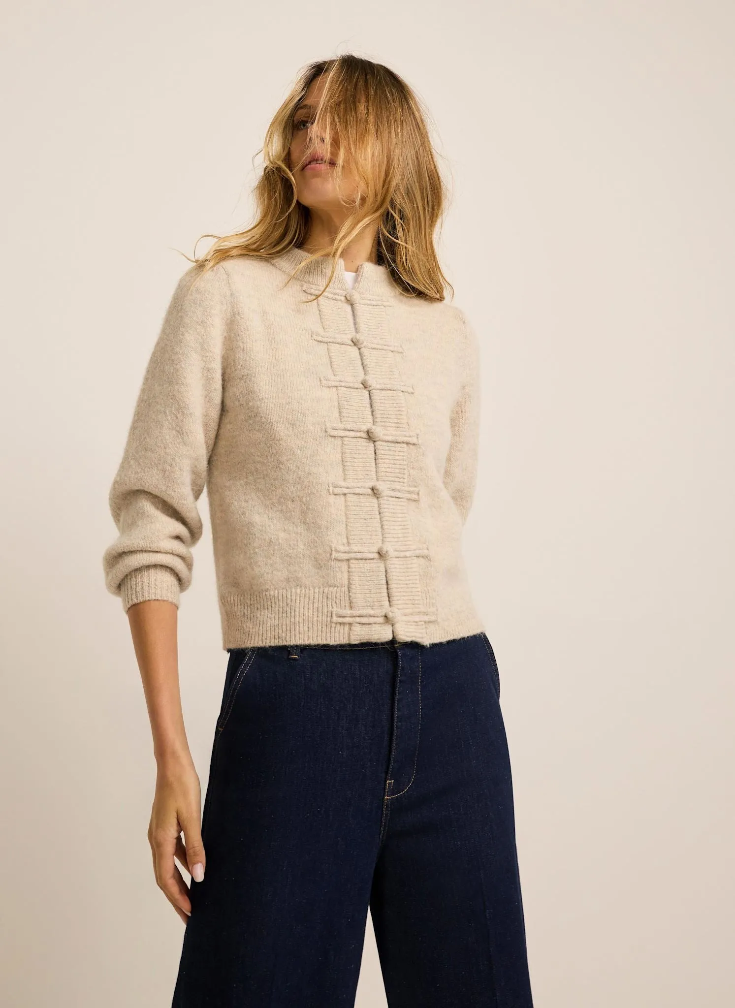 Neutral Knot Button Detail Cardigan sold by Mint Velvet product image thumbnail 2