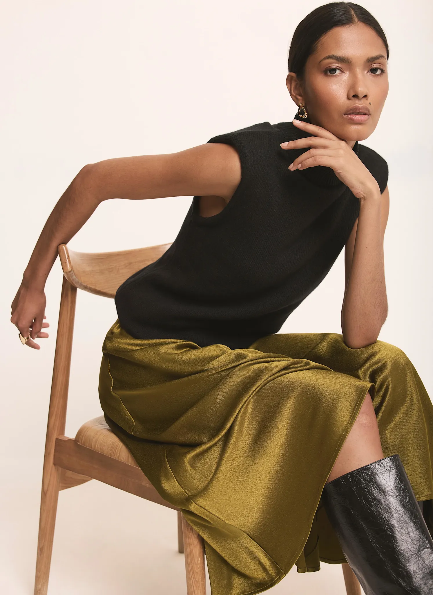 Black Shoulder Pad Sleeveless Knit Top sold by Mint Velvet