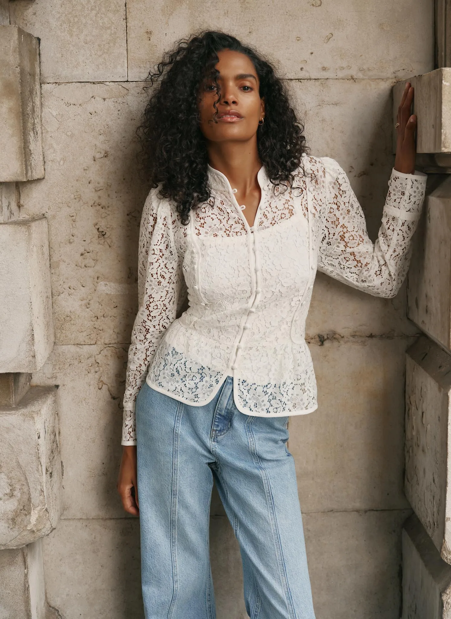 White Lace Military Blouse sold by Mint Velvet product image thumbnail 2
