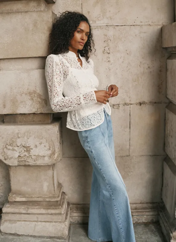 White Lace Military Blouse made by Mint Velvet