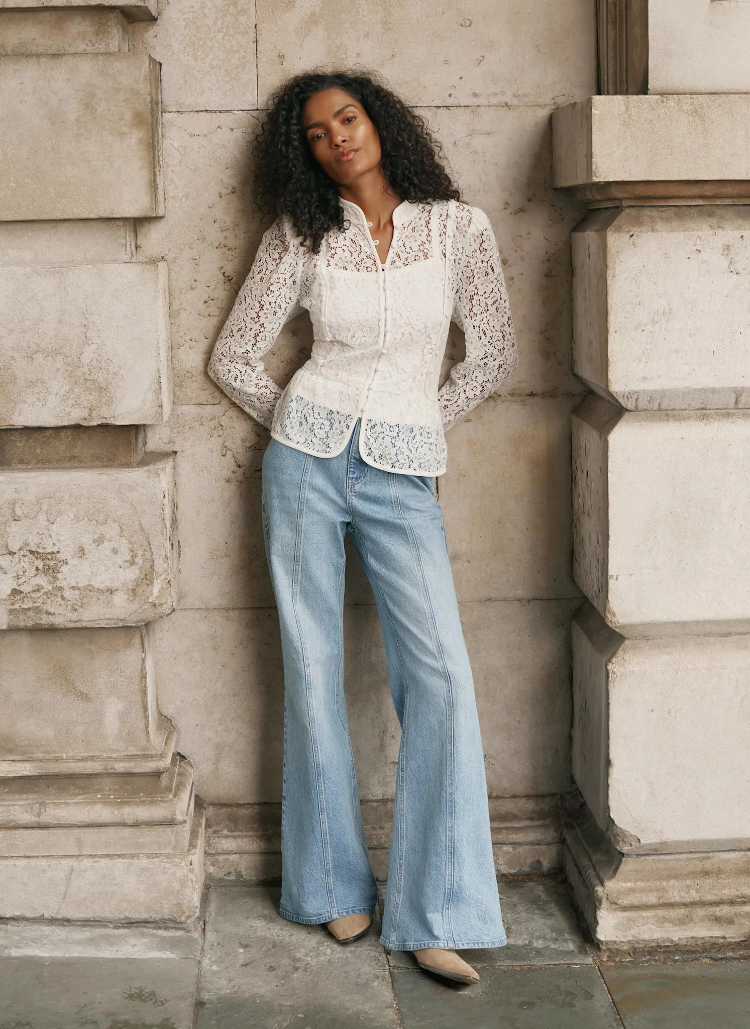 White Lace Military Blouse sold by Mint Velvet product image thumbnail 4