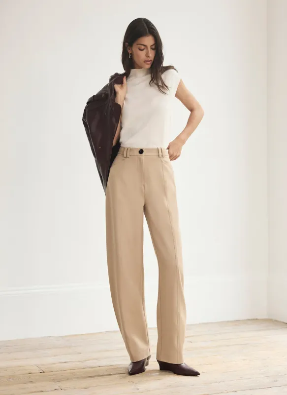 Neutral Tailored Barrel Leg Trousers made by Mint Velvet