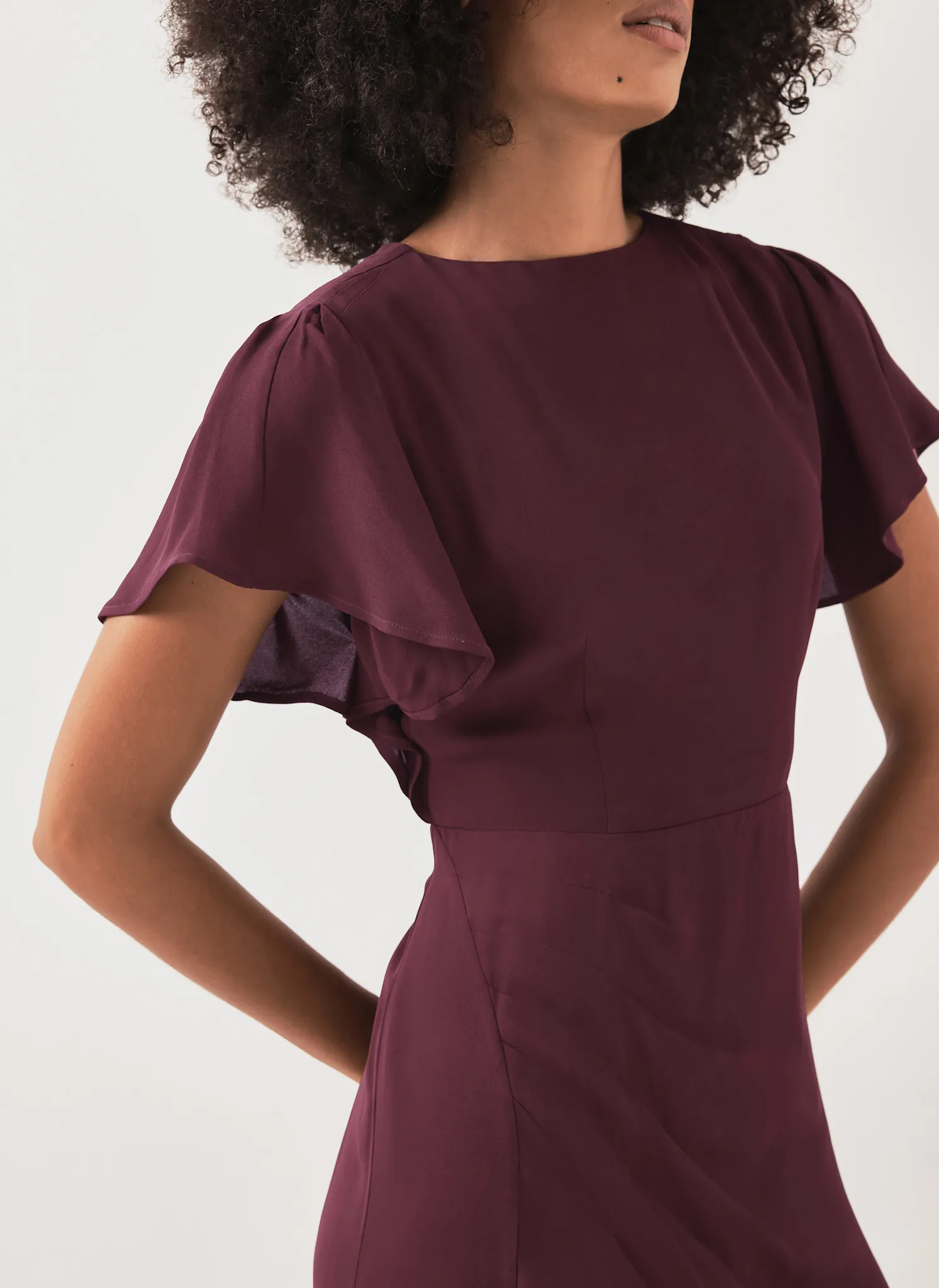 Burgundy Draped Asymmetric Midi Dress sold by Mint Velvet product image thumbnail 4