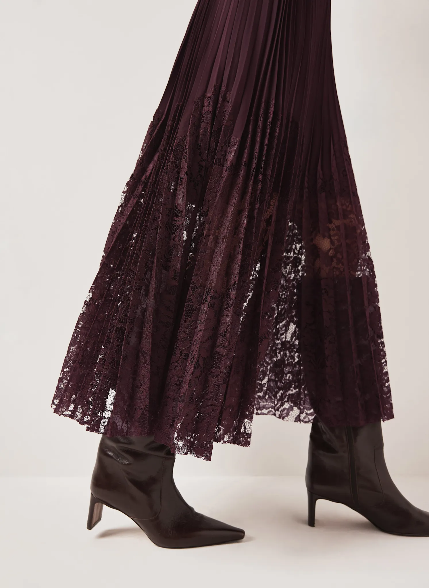 Burgundy Lace 2-in-1 Midi Dress sold by Mint Velvet product image thumbnail 4