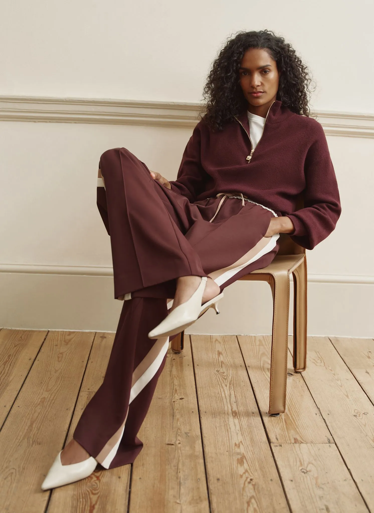 Burgundy Funnel Neck Zip Through Jumper sold by Mint Velvet product image thumbnail 3