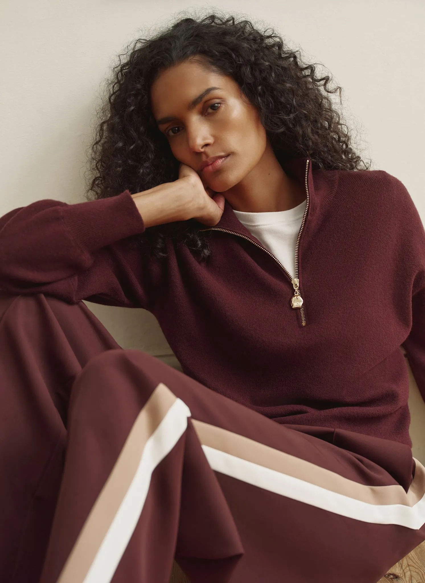 Burgundy Funnel Neck Zip Through Jumper sold by Mint Velvet product image thumbnail 5