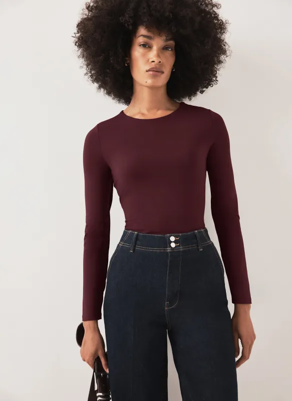 Burgundy Layering Long Sleeve Top made by Mint Velvet