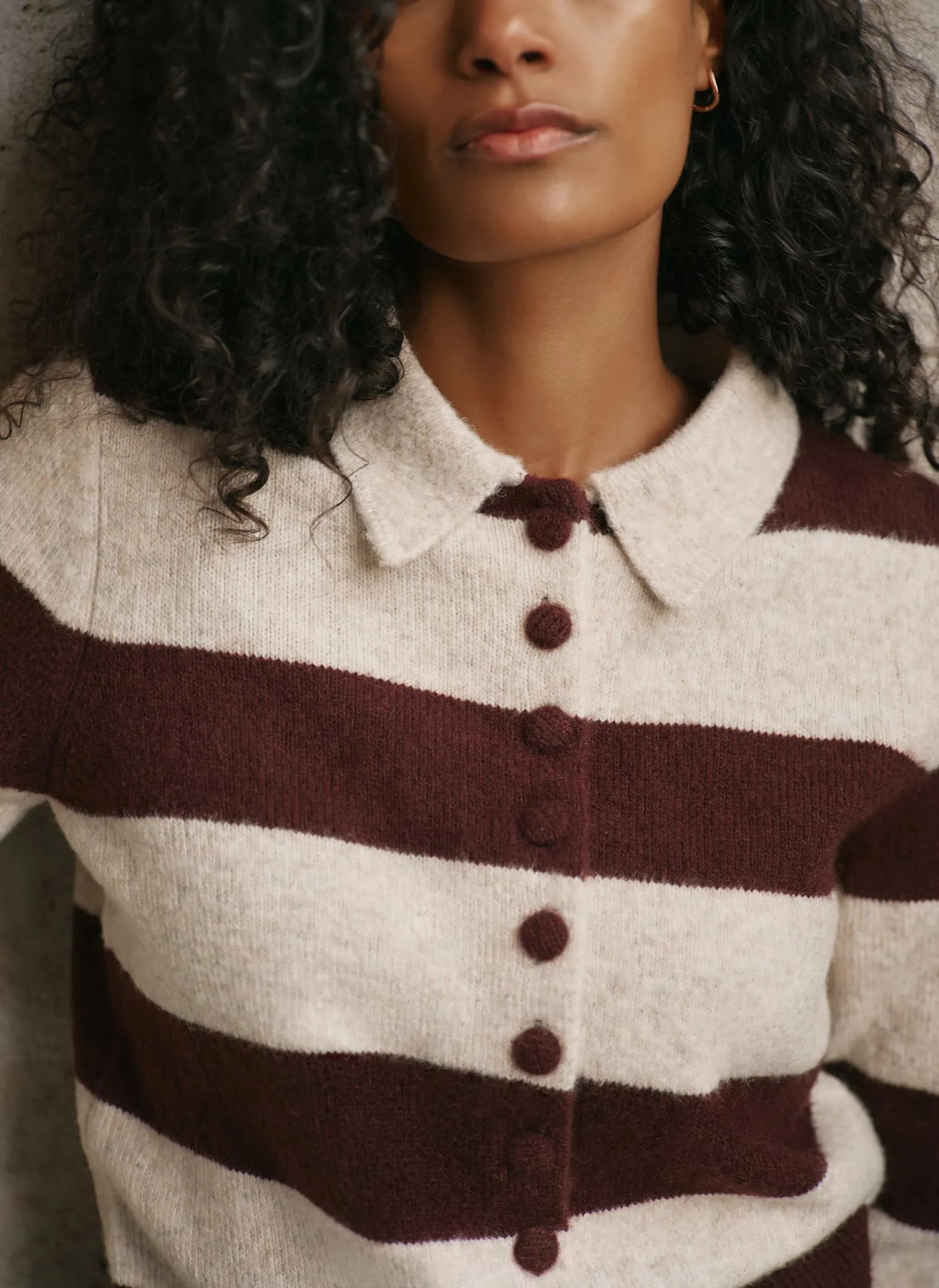 Burgundy Striped Knit Cardigan sold by Mint Velvet product image thumbnail 4