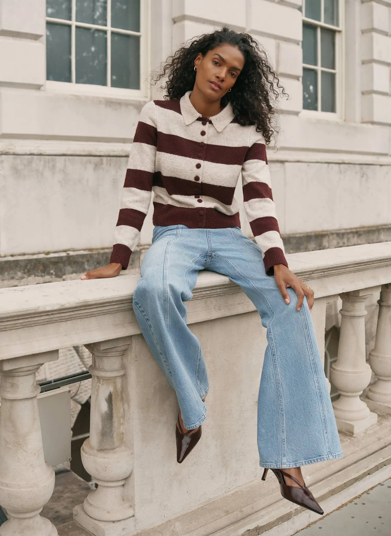 Burgundy Striped Knit Cardigan sold by Mint Velvet product image thumbnail 2