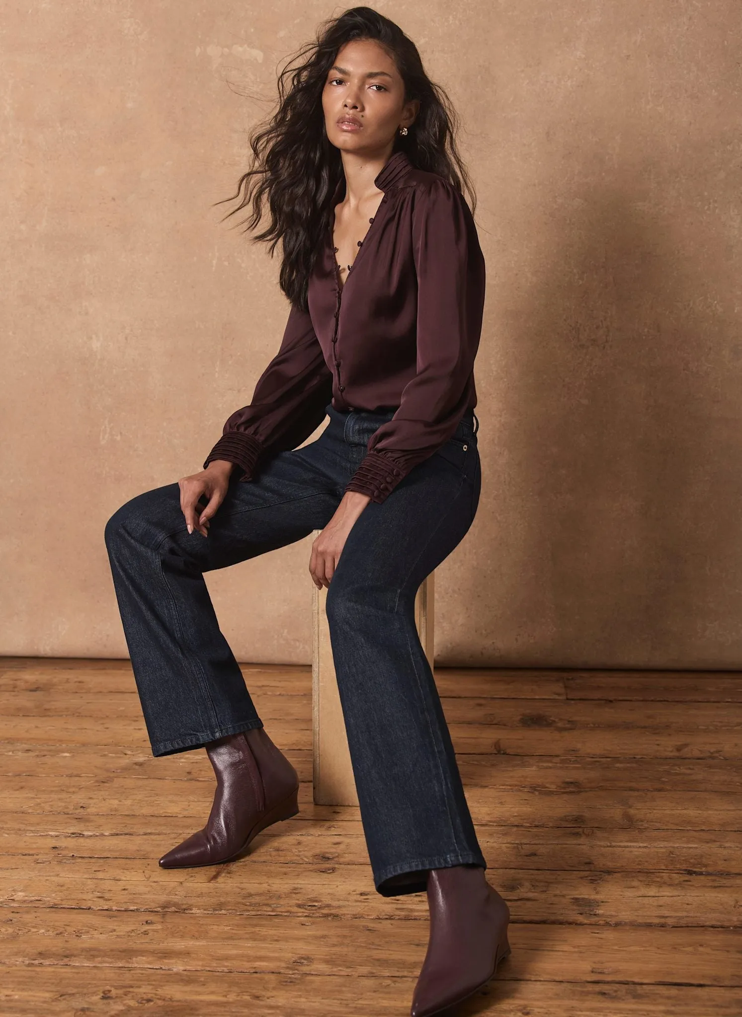 Burgundy Satin Long Sleeve Blouse sold by Mint Velvet product image thumbnail 5