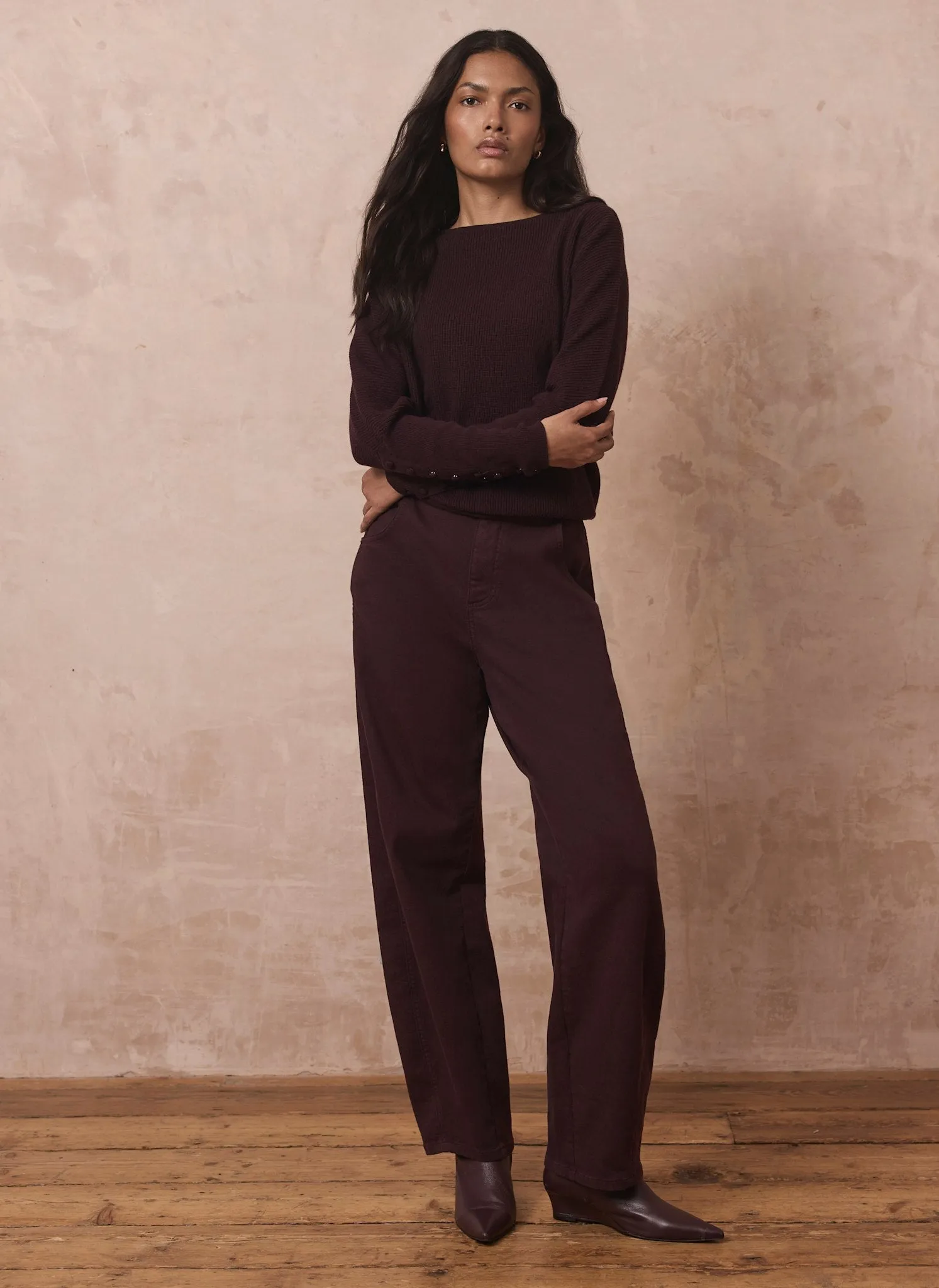 Burgundy Lace Detail Batwing Jumper sold by Mint Velvet product image thumbnail 5