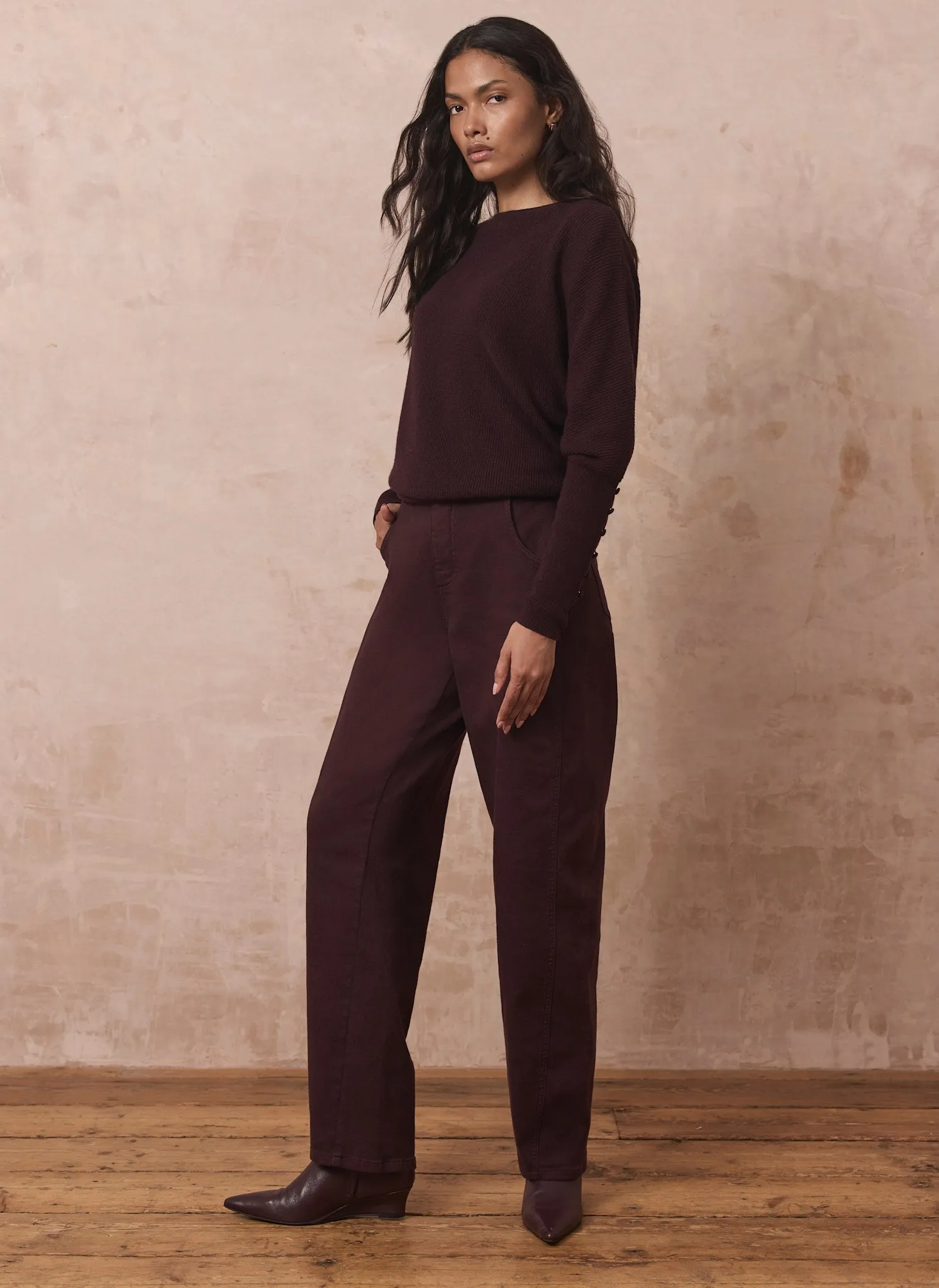 Burgundy Lace Detail Batwing Jumper sold by Mint Velvet product image thumbnail 3