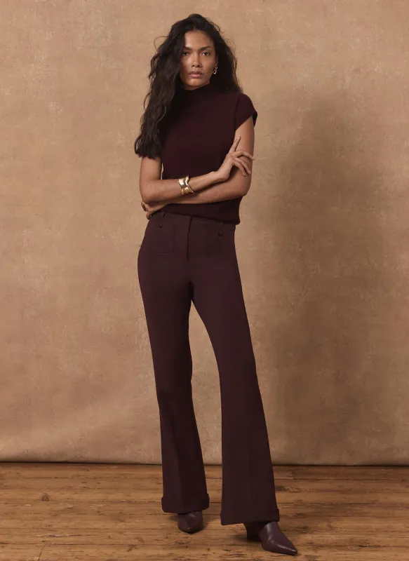 Burgundy Pocket Detail Flared Trousers made by Mint Velvet