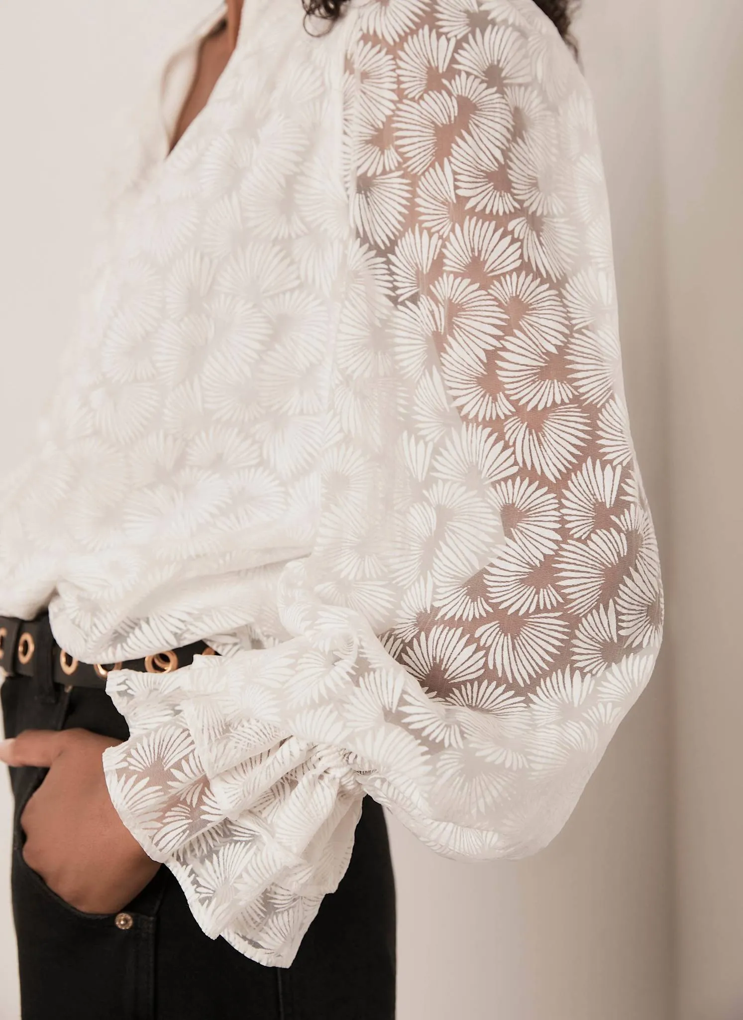 Cream Puff Shoulder Feather Detail Blouse sold by Mint Velvet product image thumbnail 4