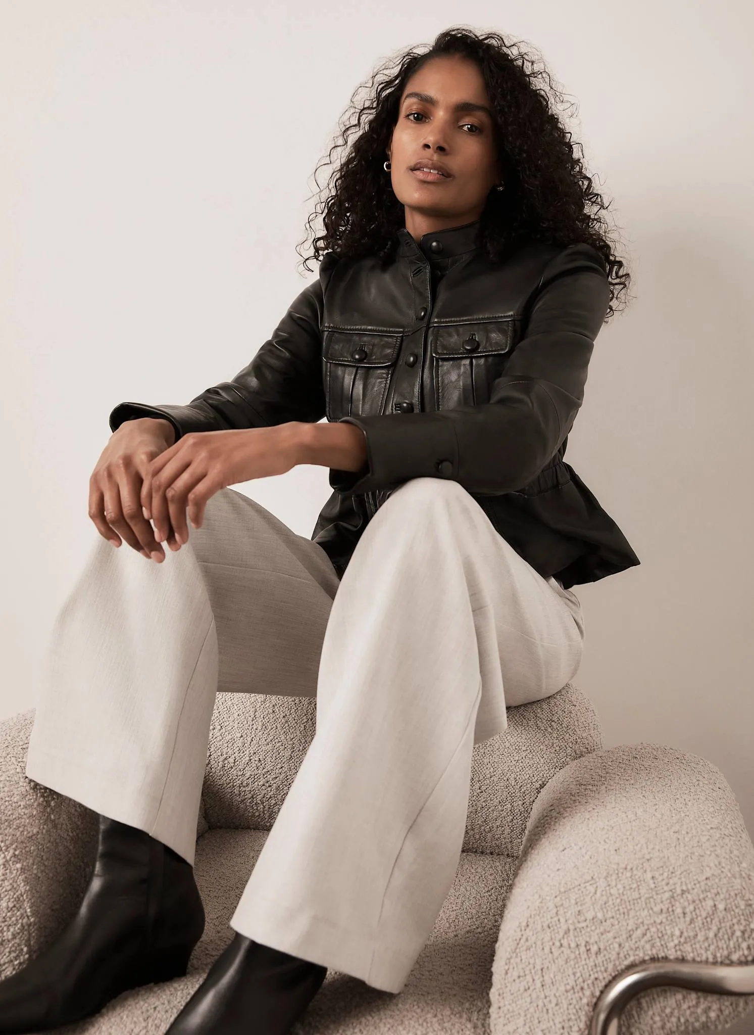 Black Leather Peplum Jacket sold by Mint Velvet product image thumbnail 5