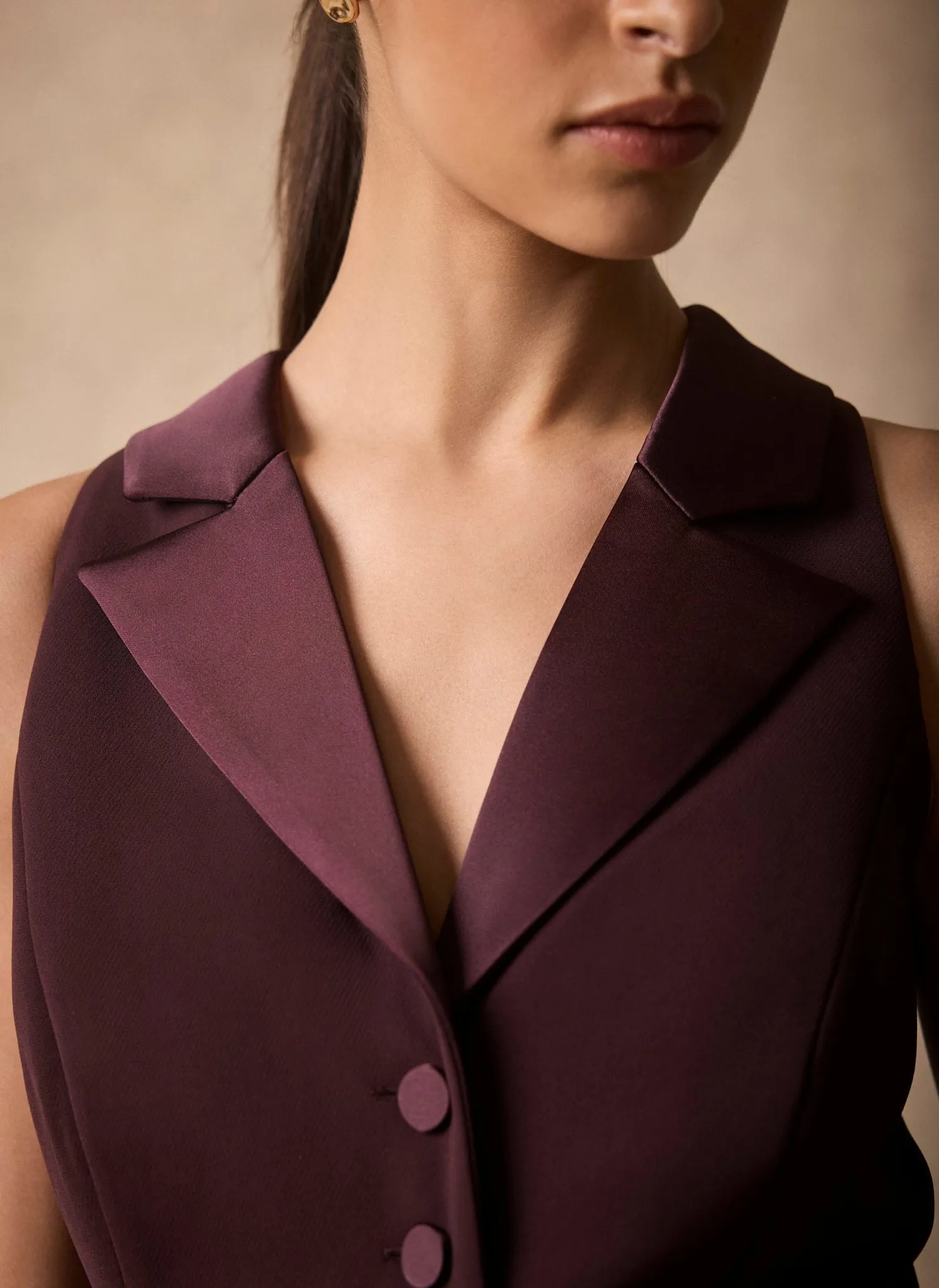 Burgundy Tuxedo Jumpsuit sold by Mint Velvet product image thumbnail 5