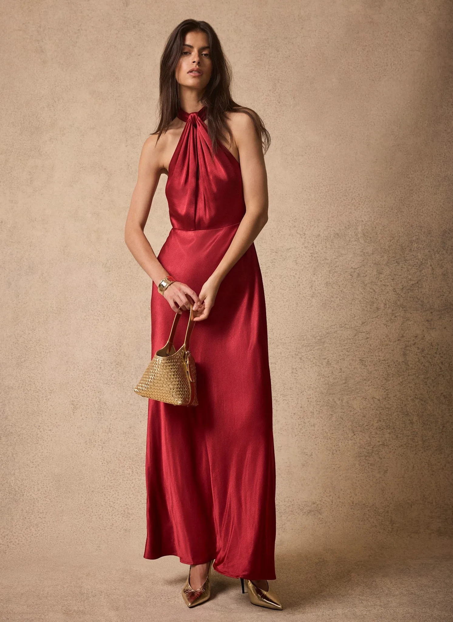 Red Satin Halter Midi Dress sold by Mint Velvet product image thumbnail 4