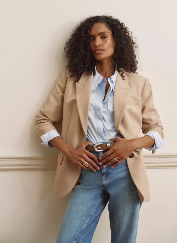 Neutral Single Breasted Blazer made by Mint Velvet