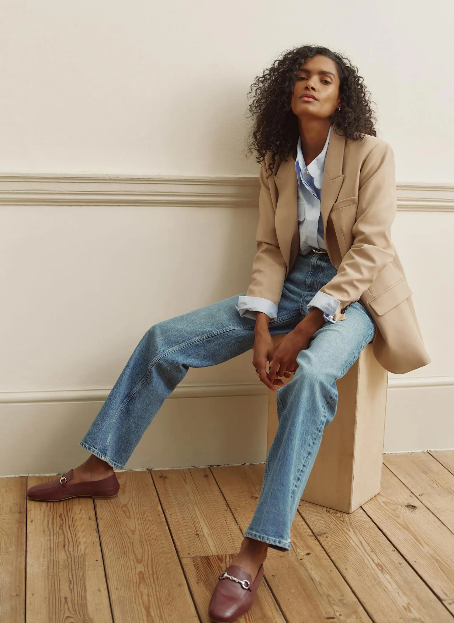 Neutral Single Breasted Minimal Blazer sold by Mint Velvet product image thumbnail 2