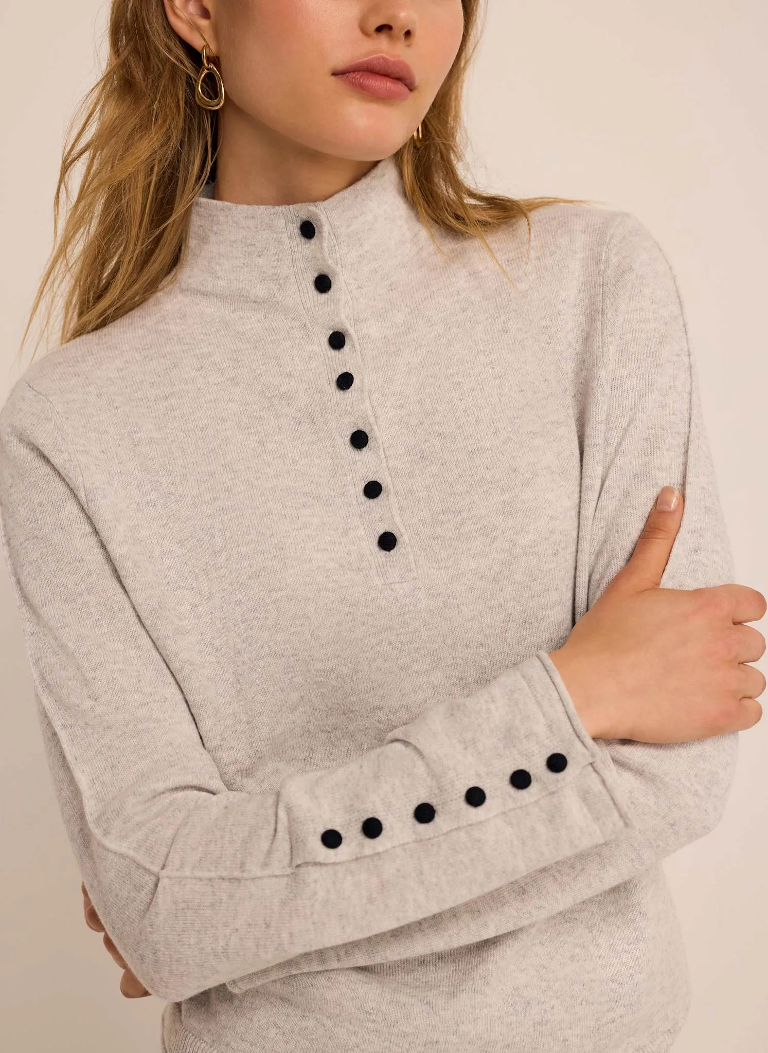 Grey Funnel Neck Knit Top sold by Mint Velvet product image thumbnail 3