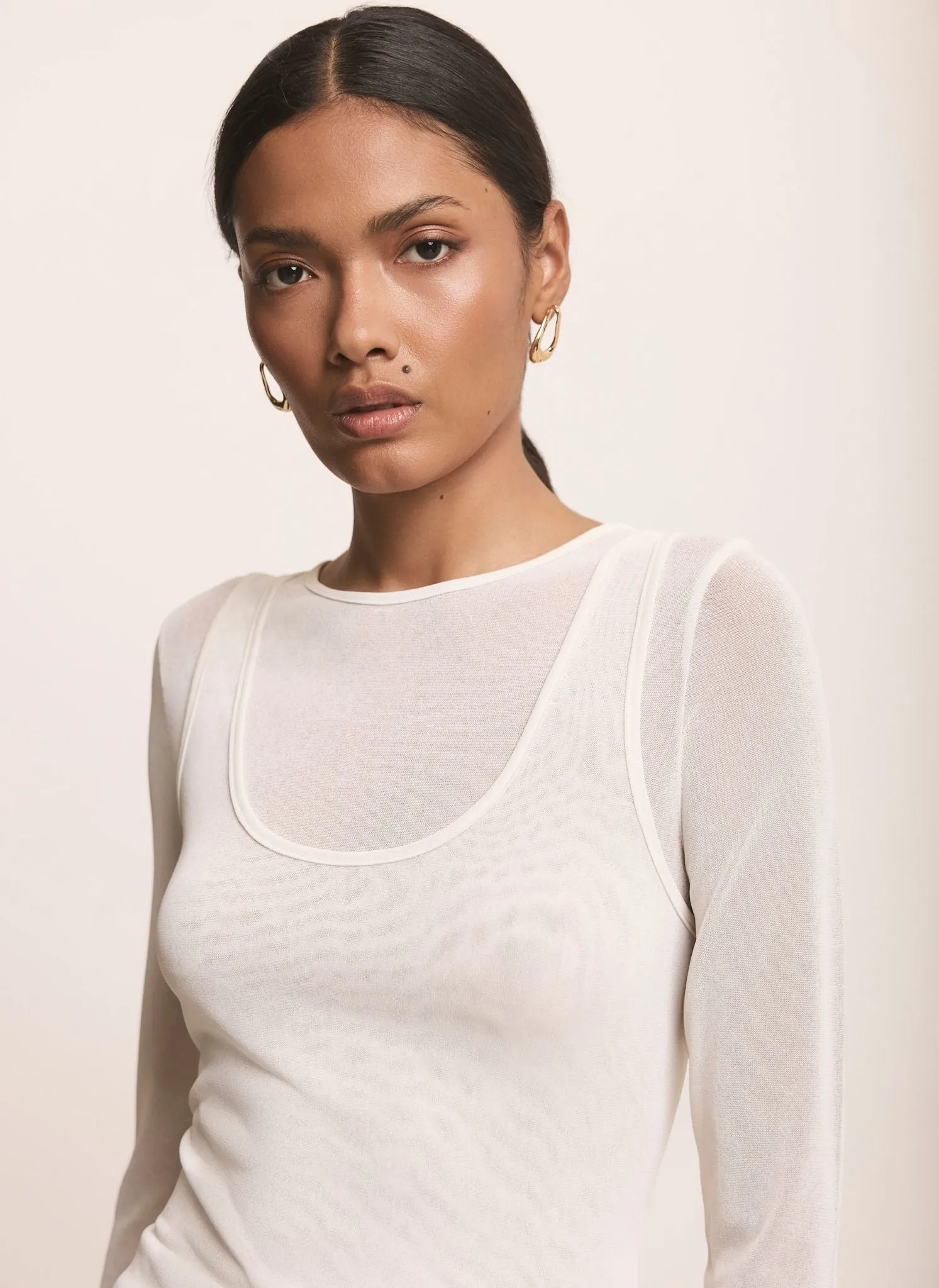 Cream Sheer Double Layer Top sold by Mint Velvet product image thumbnail 5