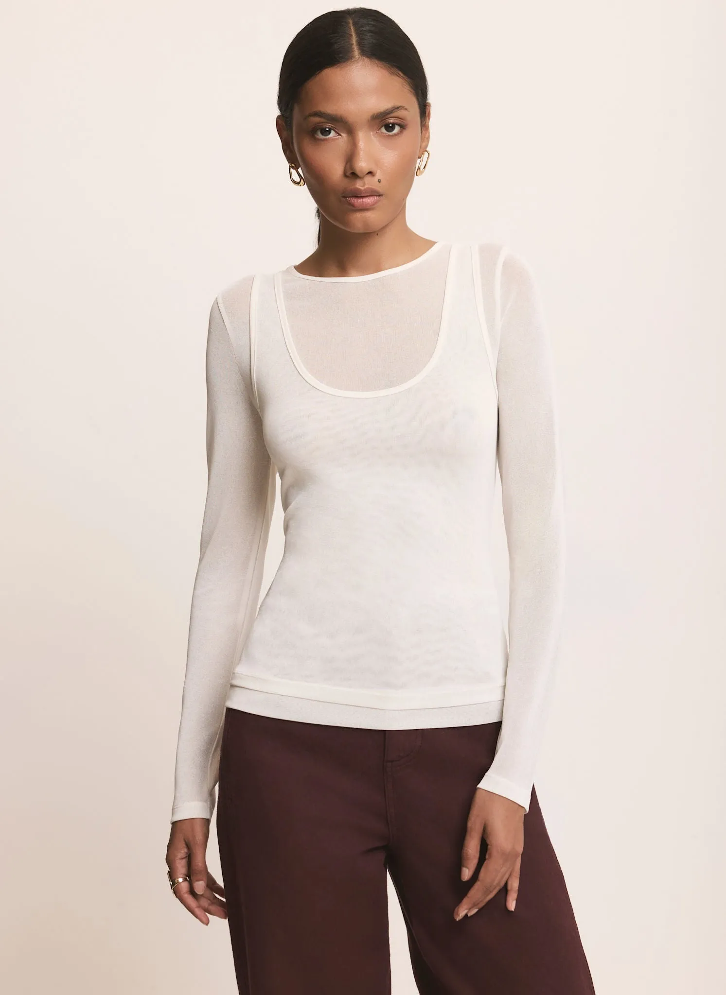 Cream Sheer Double Layer Top sold by Mint Velvet product image thumbnail 3