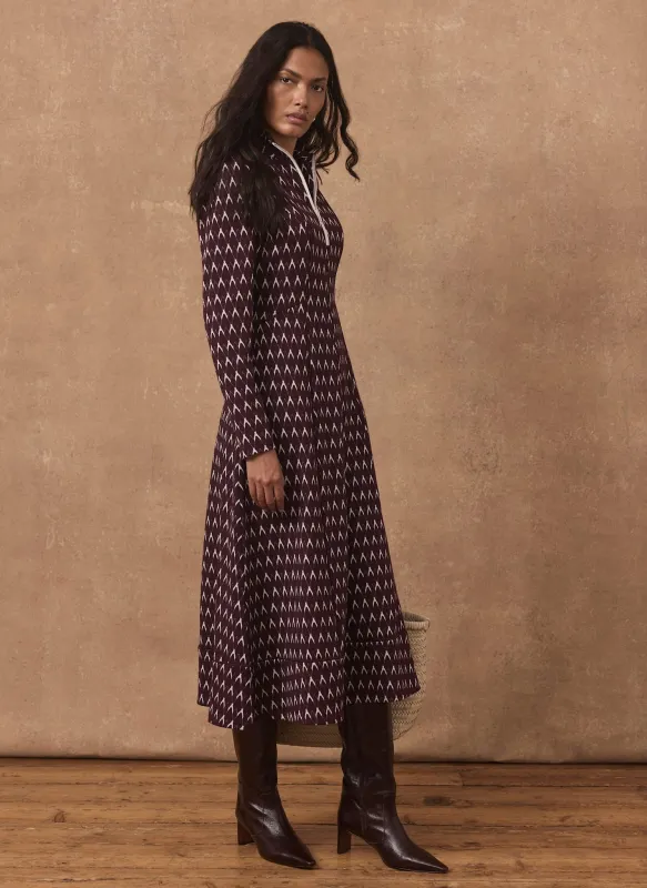 Burgundy Jacquard Midi Dress made by Mint Velvet