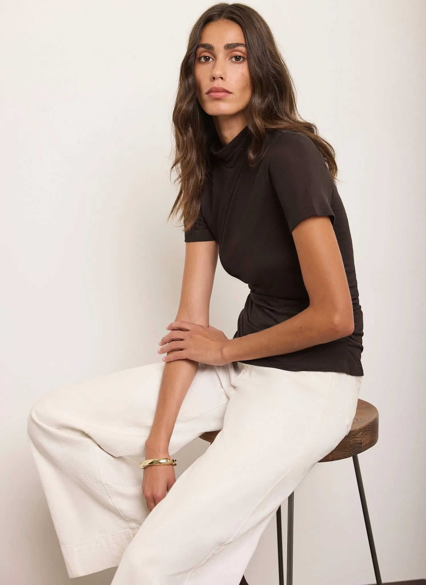 Brown Ruched Detail High Neck Top sold by Mint Velvet product image thumbnail 5