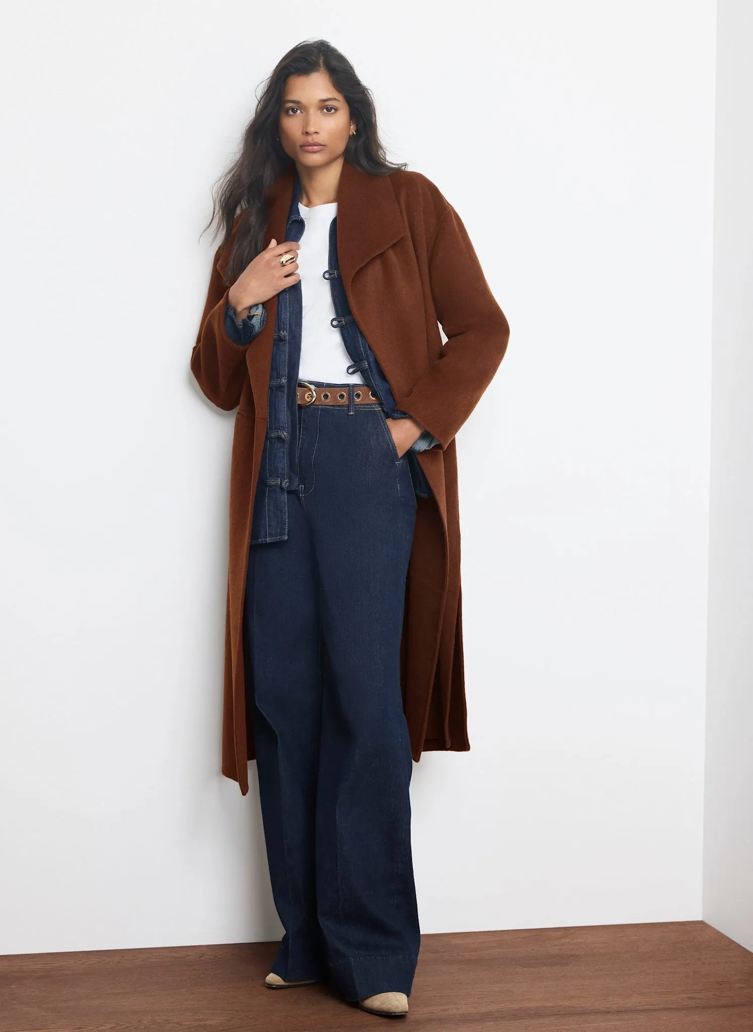 Brown Wool Blend Waterfall Hand Finished Coat sold by Mint Velvet product image thumbnail 5