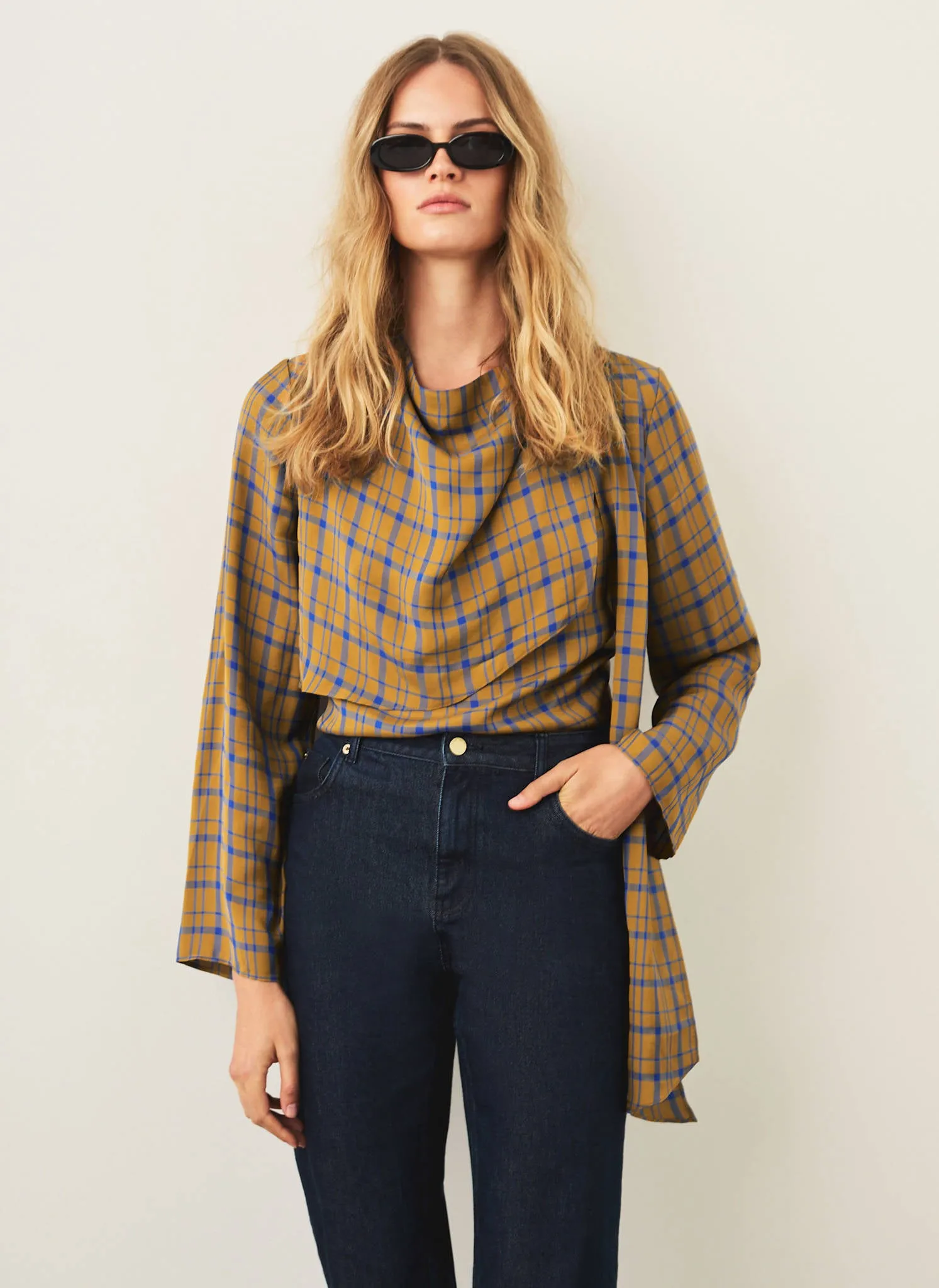 Gold Checked Scarf Detail Top sold by Mint Velvet product image thumbnail 5