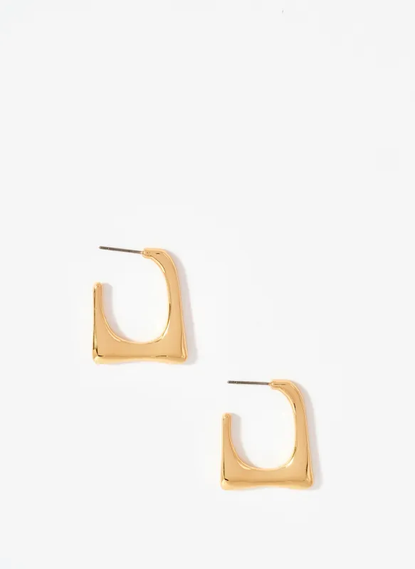 Gold Tone Square Hoop Earrings made by Mint Velvet