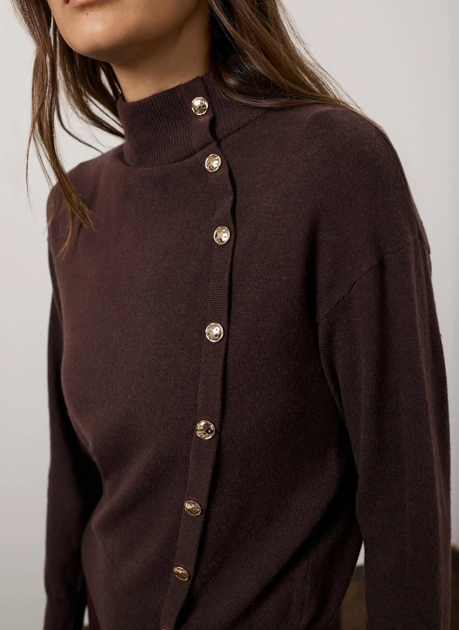 Brown Button Detail Knit Jumper sold by Mint Velvet product image thumbnail 5