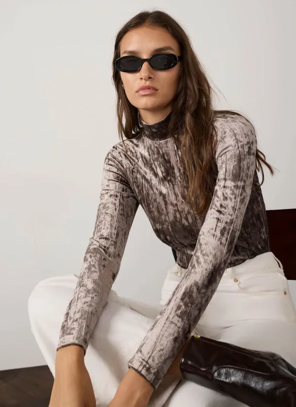 Brown Velvet High Neck Top made by Mint Velvet