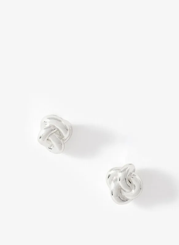 Silver Plated Knot Stud Earrings made by Mint Velvet