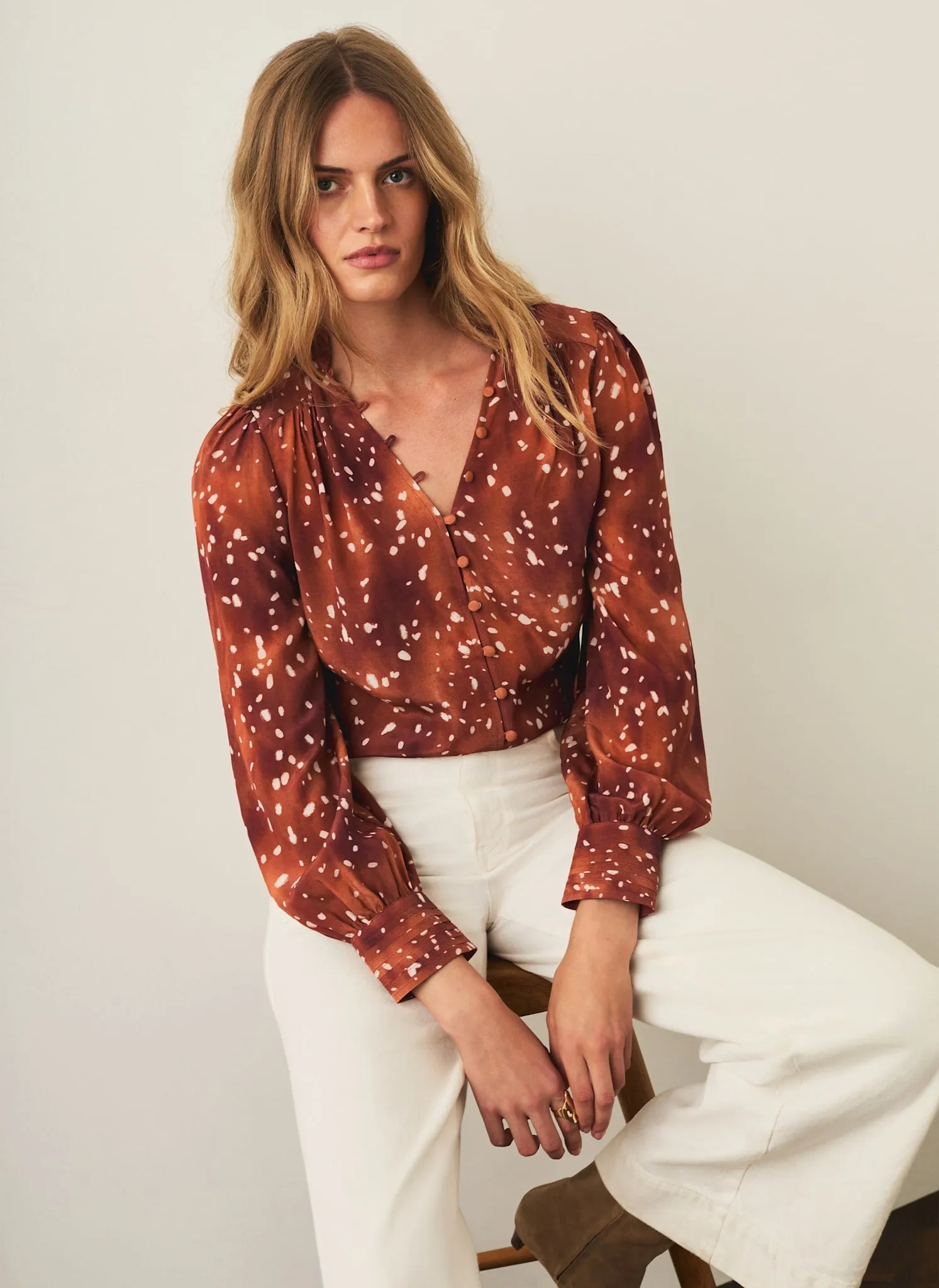 Brown Deer Print Button Blouse sold by Mint Velvet product image thumbnail 2