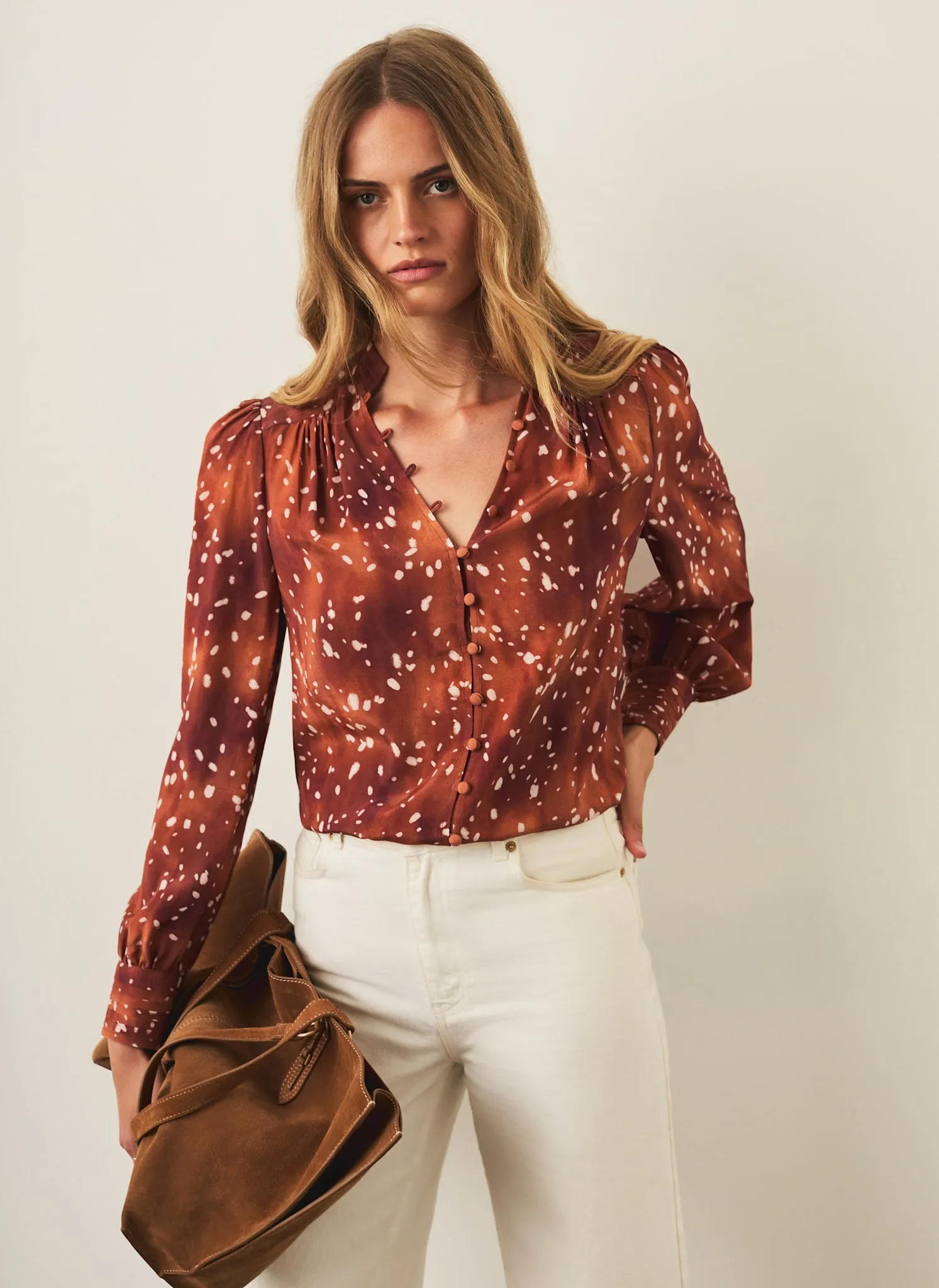 Brown Deer Print Button Blouse sold by Mint Velvet product image thumbnail 5