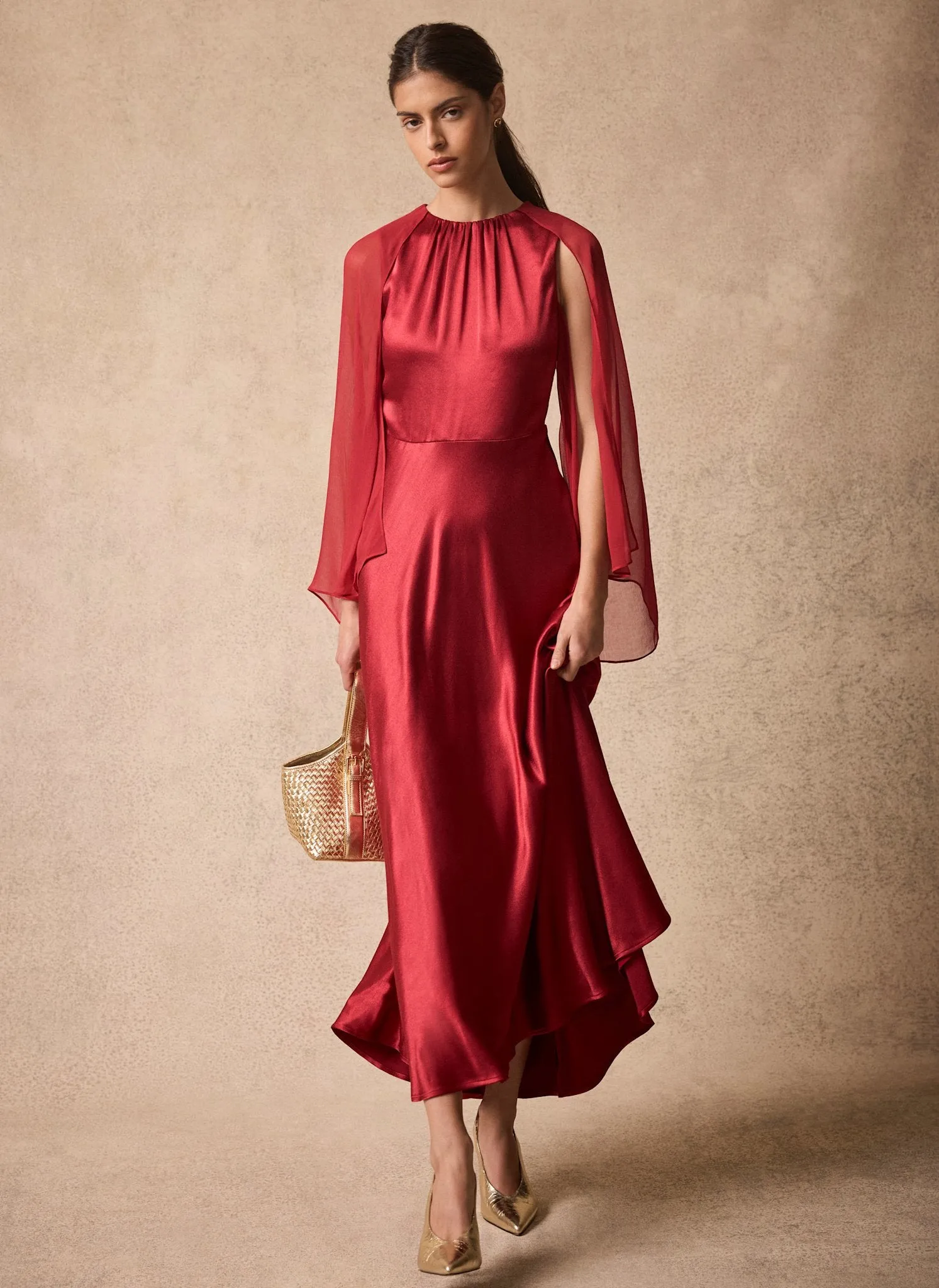 Red Cape Detail Maxi Dress sold by Mint Velvet product image thumbnail 4