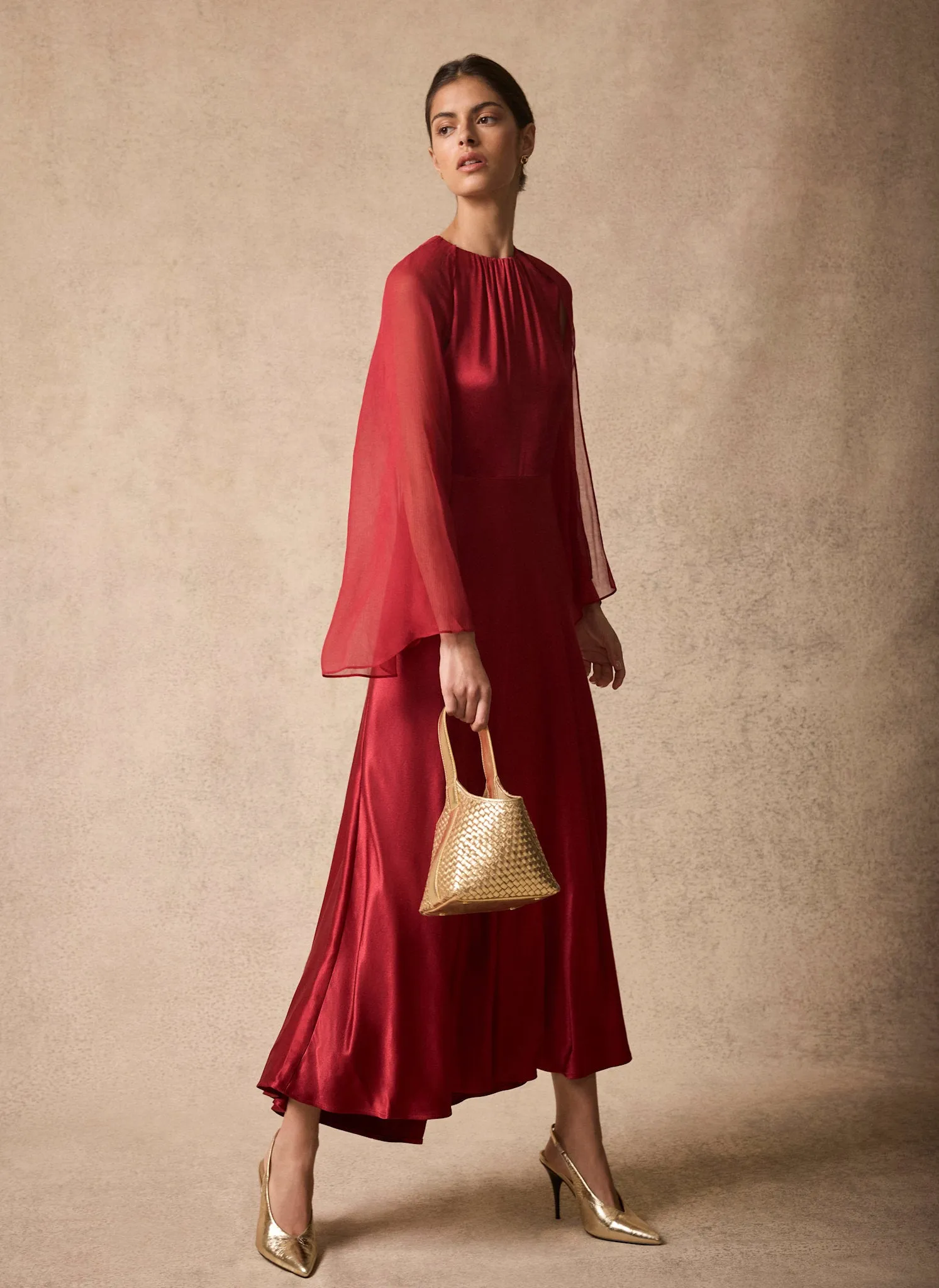 Red Cape Detail Maxi Dress sold by Mint Velvet product image thumbnail 2