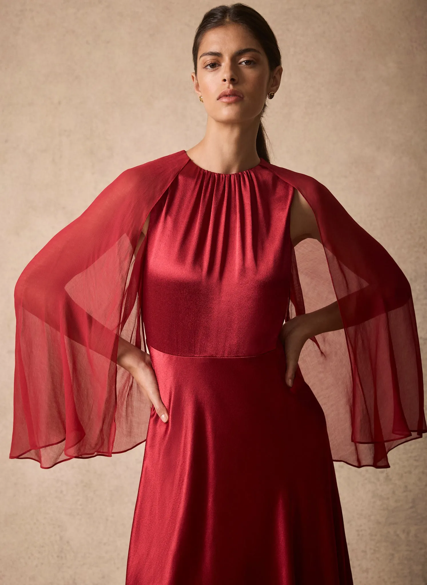 Red Cape Detail Maxi Dress sold by Mint Velvet product image thumbnail 3