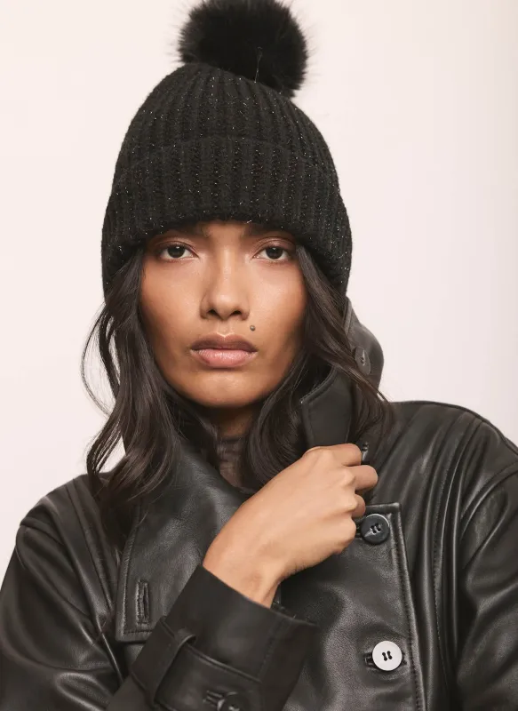 Black Knit Bobble Hat made by Mint Velvet