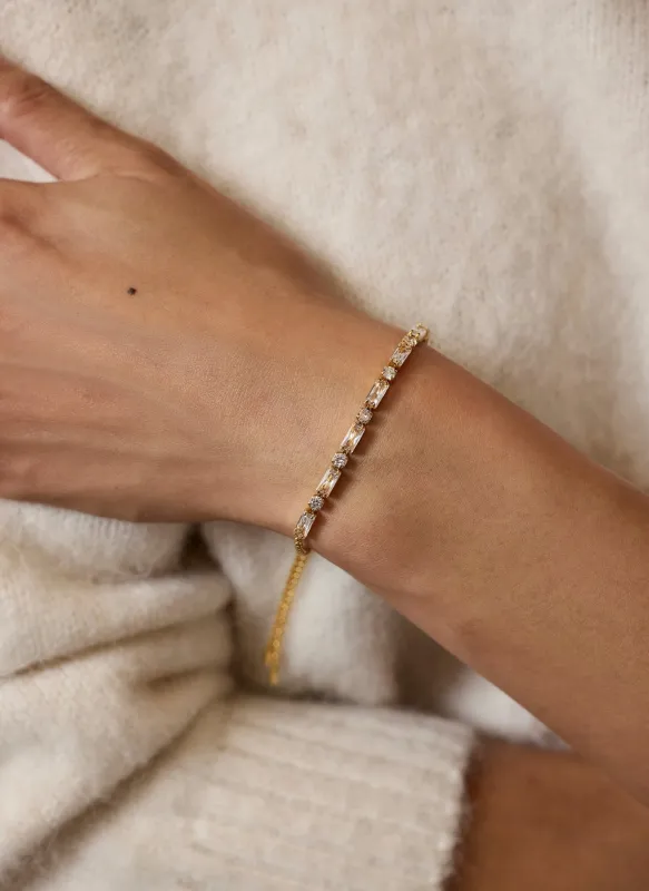 Gold Plated Pave Tennis Bracelet made by Mint Velvet