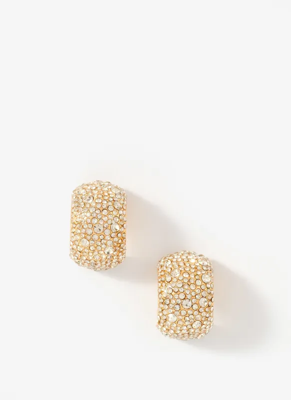 Gold Tone Pave Curve Earrings made by Mint Velvet