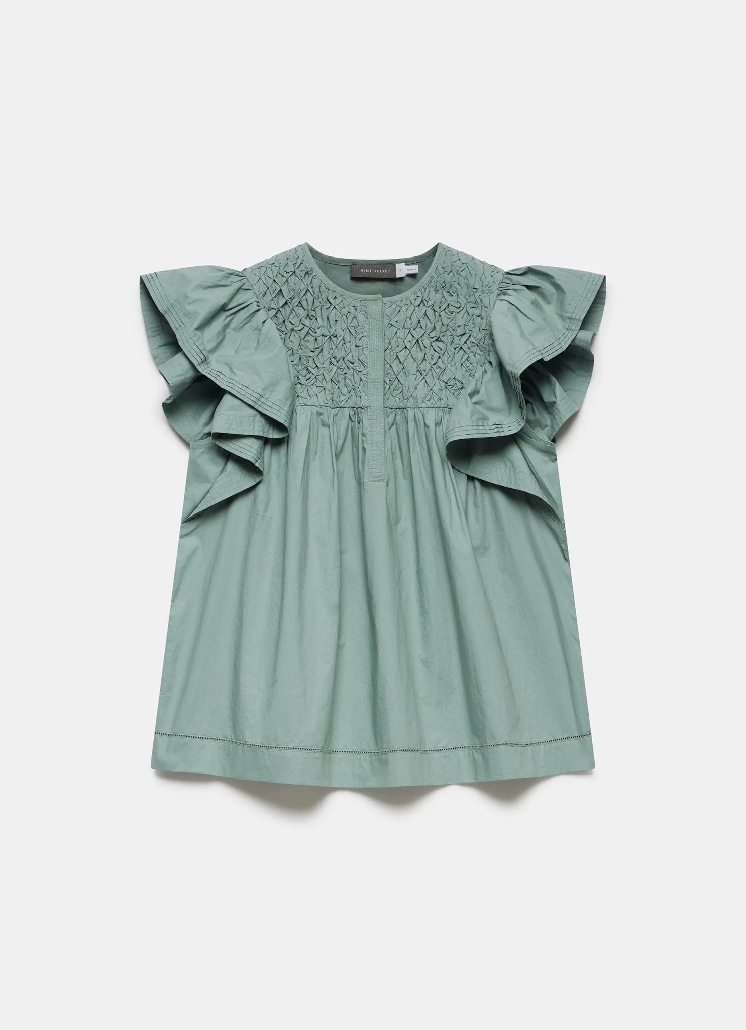 Blue Cotton Smocked Top sold by Mint Velvet product image thumbnail 5