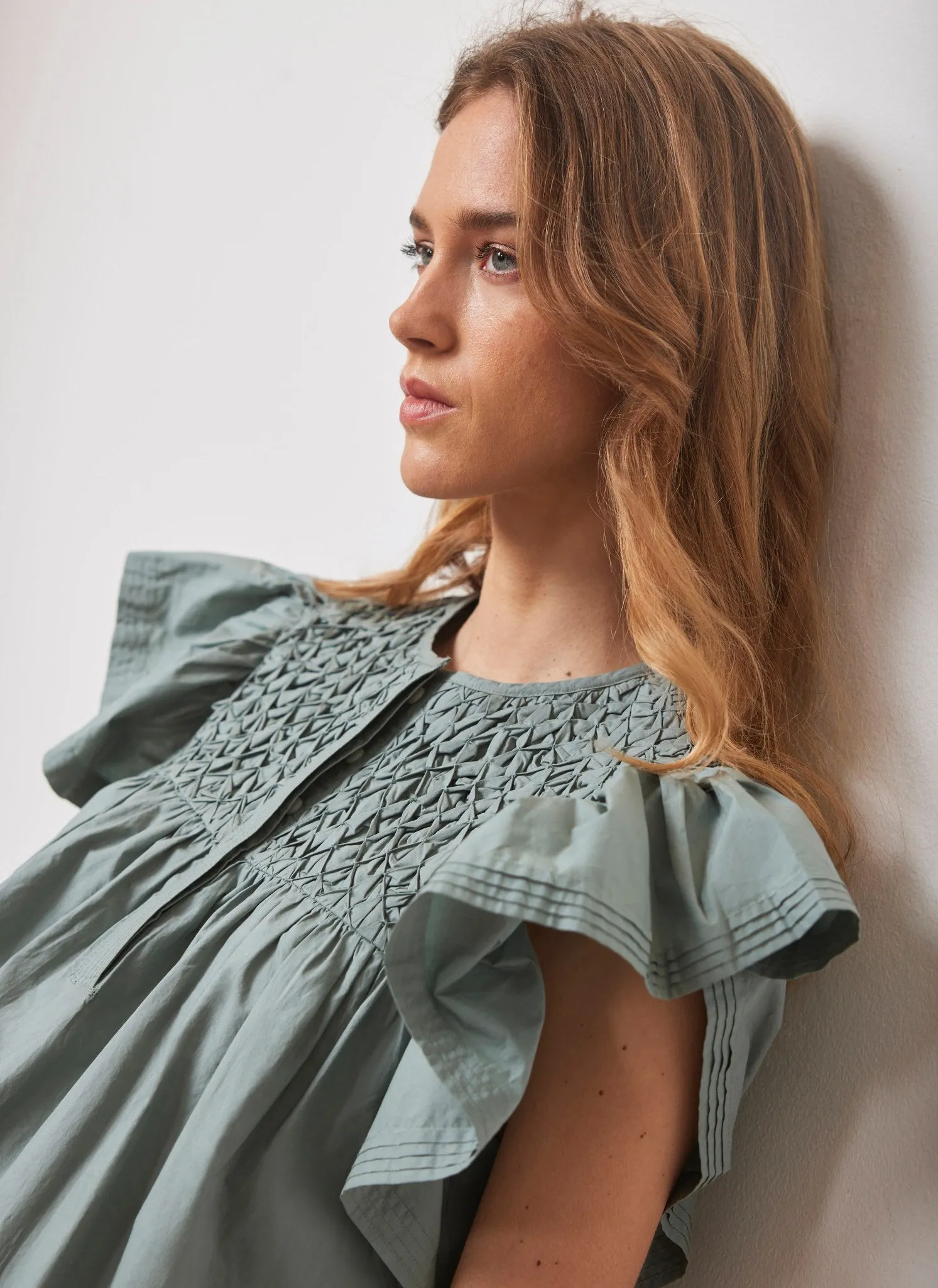 Blue Cotton Smocked Top sold by Mint Velvet product image thumbnail 2